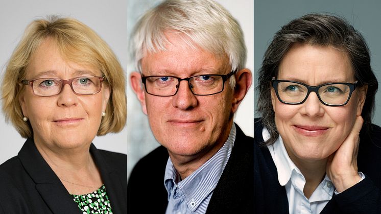 Finansregionrådet Irene Svenonius (M), FHM:s tidigare generalsekreterare Johan Carlson och författaren Lena Andersson. Foto: Anna Molander/Folkhälsomyndigheten/Henric Lindsten