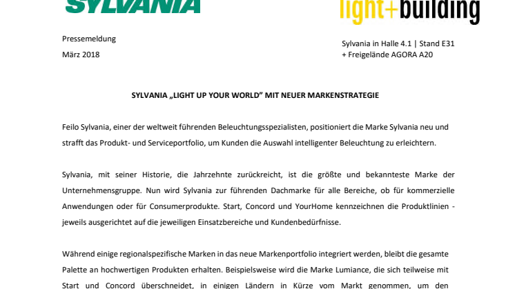 ​  SYLVANIA „LIGHT UP YOUR WORLD" MIT NEUER MARKETINGSTRATEGIE