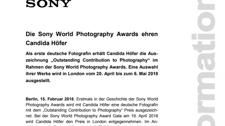 Die Sony World Photography Awards ehren Candida Höfer