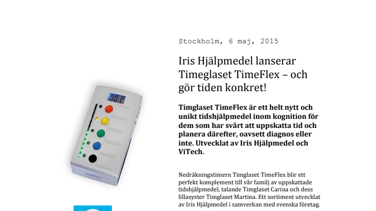 Iris Hjälpmedel lanserar Timeglaset TimeFlex – och gör tiden konkret!