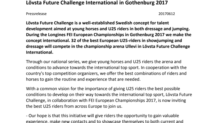 Lövsta Future Challenge International in Gothenburg 2017