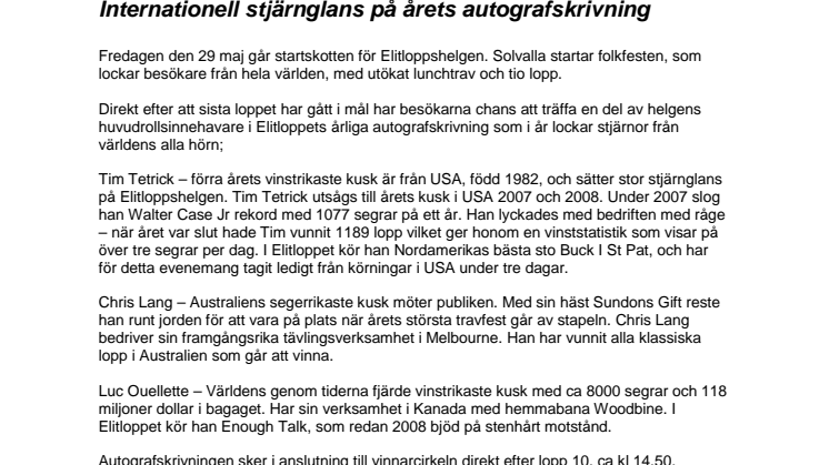 Internationell stjärnglans på årets autografskrivning