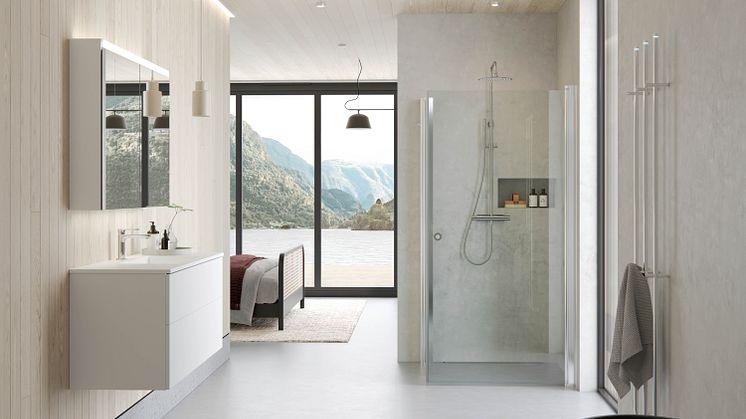 Norjan mahtavissa vuonomaisemissa sijaitsee Espenin ja Anitan moderni mökki, jonka kylpyhuoneen suunnittelussa on keskitytty sekä designiin että toiminnallisuuteen