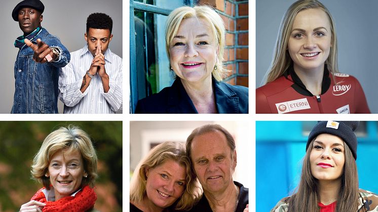 Stiftelsen Organdonasjons ambassadører fra ø.v. Nico & Vinz, Anette Hoff, Hege Bøkko. Fra n.v. Trude Dybendahl,  Walter Trout og hans kone Marie, Kristin Gjelsvik.