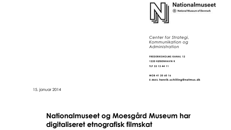 Nationalmuseet og Moesgård Museum har digitaliseret etnografisk filmskat