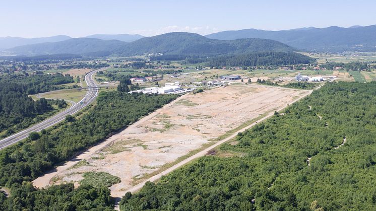 Ogulin 2 factory is under construction next to the parquet flooring factory Ogulin 1 in the city of Ogulin, Croatia.