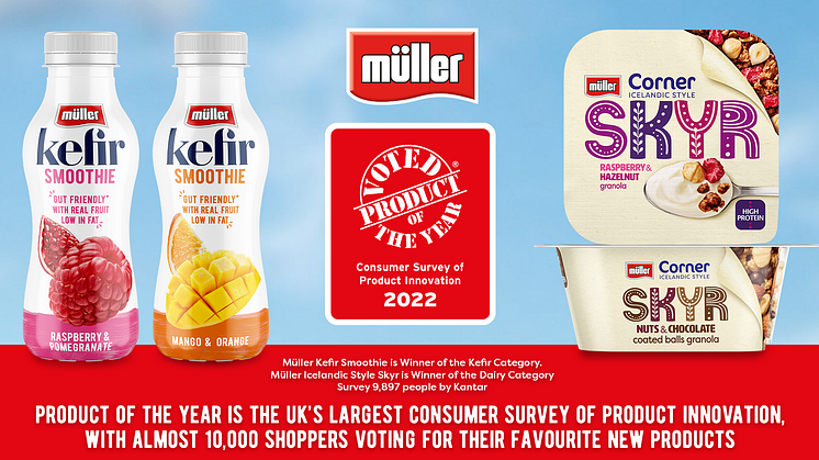 Müller Corner Icelandic Style Skyr and Müller Kefir Smoothie win Product of the Year 2022