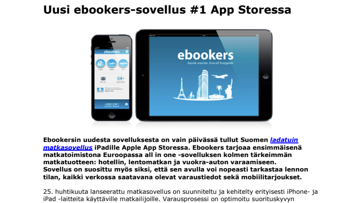Uusi ebookers-sovellus #1 App Storessa