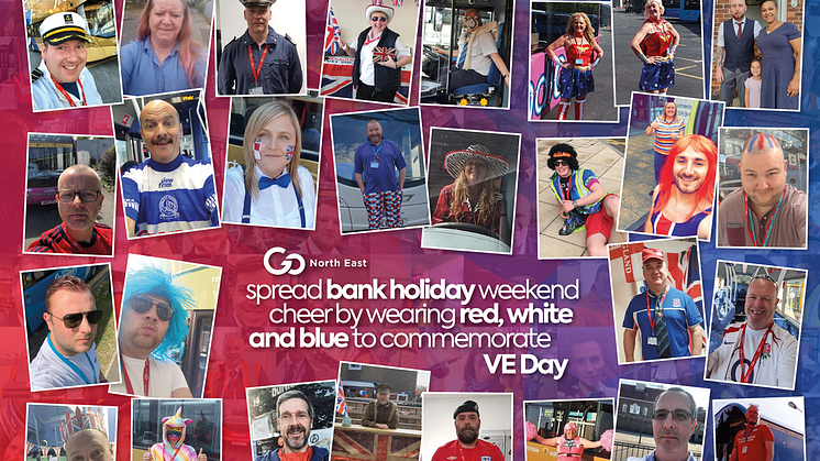 Go North East spread bank holiday weekend cheer by wearing red, white and blue to commemorate VE Day