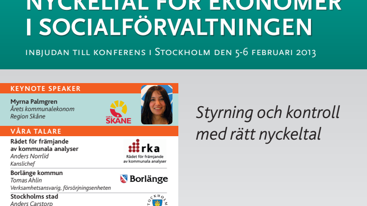 Nyckeltal för ekonomer i socialförvaltningen, konferens i Stockholm 5-6 februari 2013