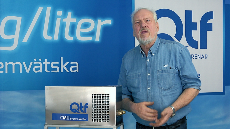 Björn Carlsson, teknisk chef på QTF,  presenterar den nya CMU-enheten på digitala Nordbygg
