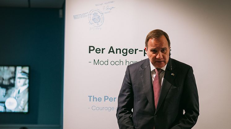 Stefan Löfven invigde den nya Per Anger-utställningen den 15 september på Forum för levande historia