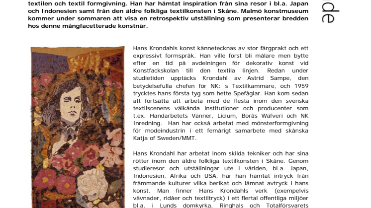 Hans Krondahl - en ikon inom svensk textilkonst