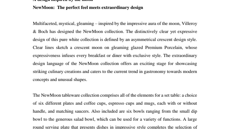 A design inspired by the moon –  NewMoon:  The perfect feel meets extraordinary design 
