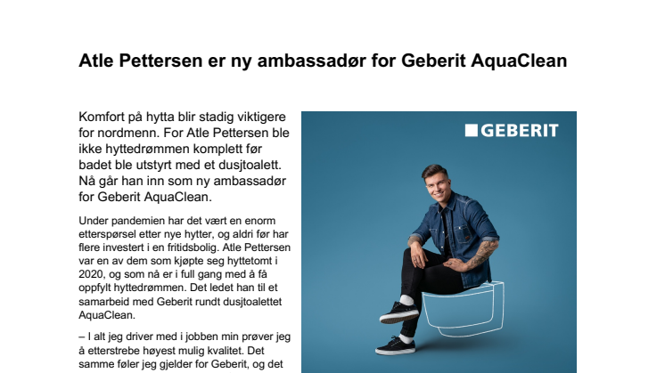 Atle Pettersen er ny ambassadør for Geberit AquaClean