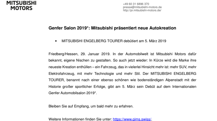Genfer Salon 2019*: Mitsubishi präsentiert neue Autokreation 