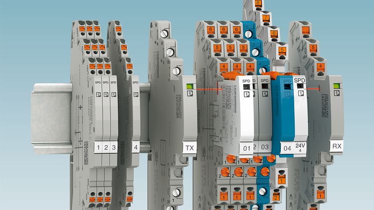 Surge protection with an overall width of 3.5 mm