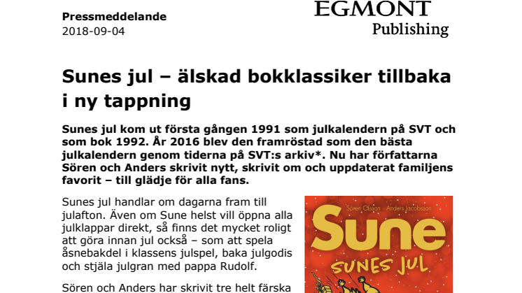 Sunes jul – älskad bokklassiker tillbaka i ny tappning