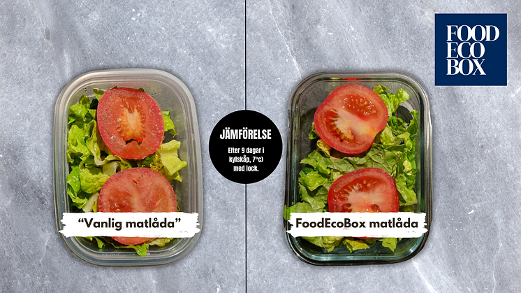Jämförelse bild hållbarhetsfaktor mellan vanlig matlåda och FoodEcoBox