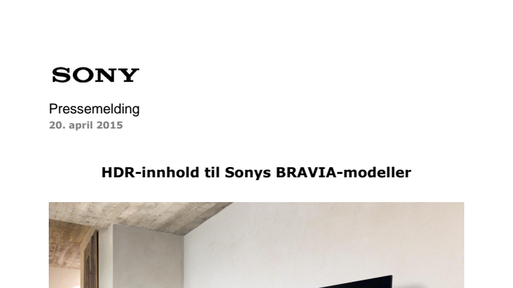 HDR-innhold til Sonys BRAVIA-modeller