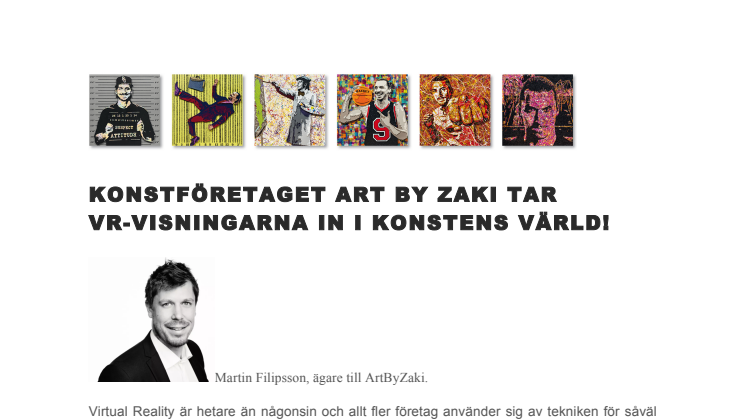 Konstföretaget Art By ZaKi tar  VR-VISNINGAR in I konstens värld!