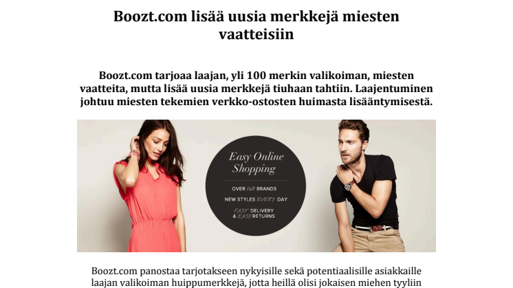 Boozt.com lisää uusia merkkejä miesten vaatteisiin