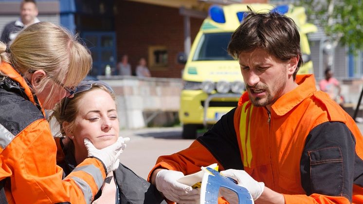 Specialistsjuksköterskestudenter vid 2016 års övning på Luleå tekniska universitet.