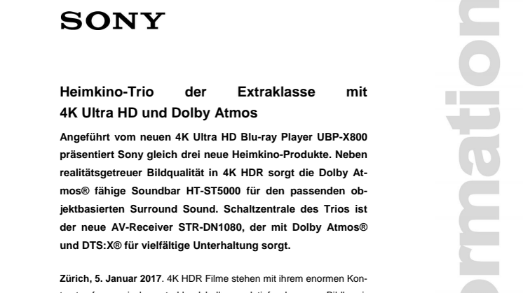 ​Heimkino-Trio der Extraklasse mit 4K Ultra HD und Dolby Atmos