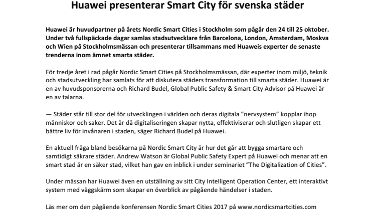 Huawei presenterar Smart City för svenska städer 
