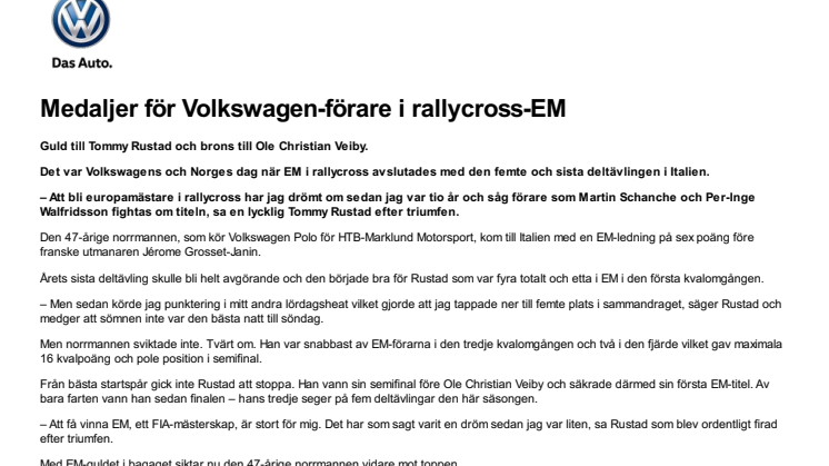 Medaljer för Volkswagen-förare i rallycross-EM
