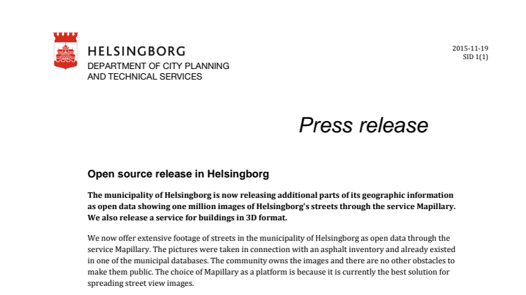 Press release in English