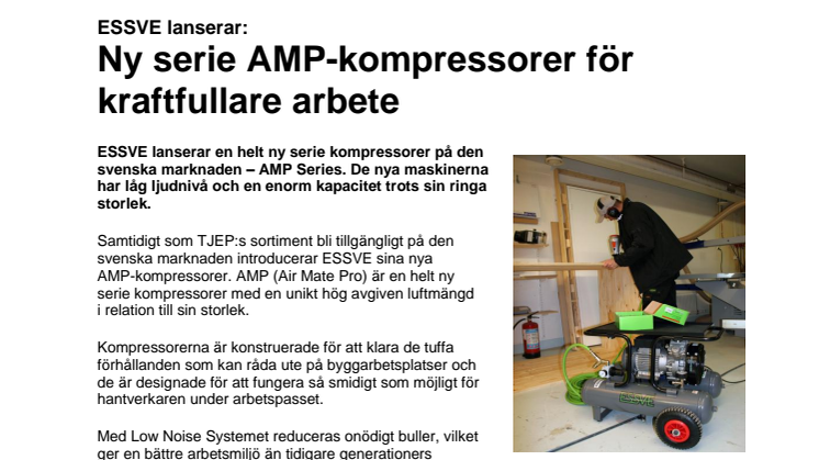 ESSVE lanserar: Ny serie AMP-kompressorer för kraftfullare arbete