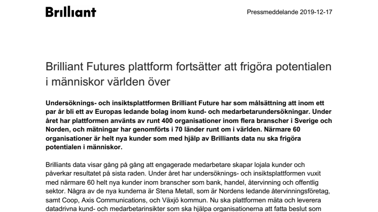 Brilliant Futures plattform fortsätter att frigöra potentialen i människor världen över