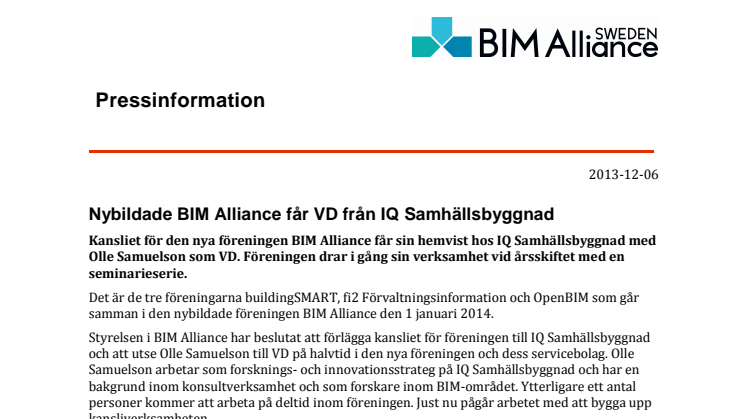 Nybildade BIM Alliance får VD från IQ Samhällsbyggnad