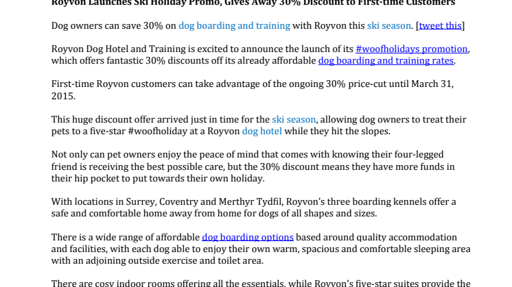 Royvon Launches Ski Holiday Promo, Gives Away 30% Discount to First-time Customers 