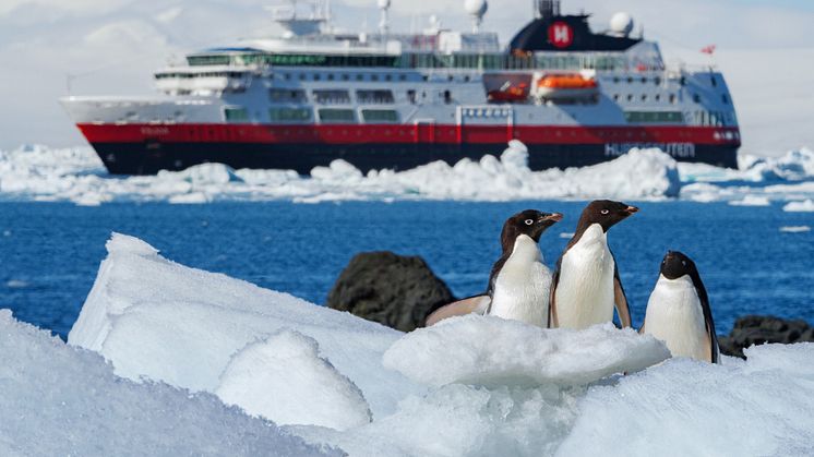 ANTARCTICA: For the 2022/2023 season, Hurtigruten Expeditions will offer Antarctica expedition cruises across three ships, including MS Fram (pictured). Photo: YURI CHOUFOUR/Hurtigruten Expeditions
