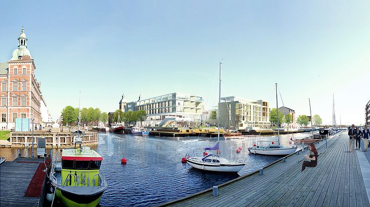 Vy från Badhusgatan. Bild: Jais Arkitekter