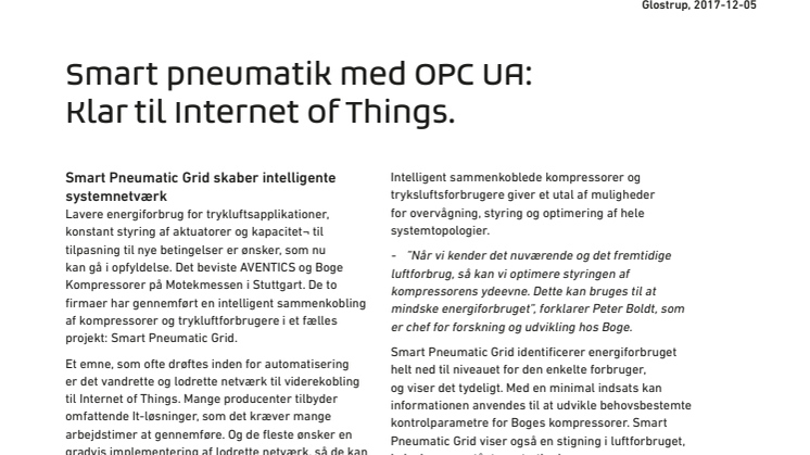Smart pneumatik med OPC UA: Klar til Internet of Things.