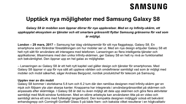 Upptäck nya möjligheter med Samsung Galaxy S8