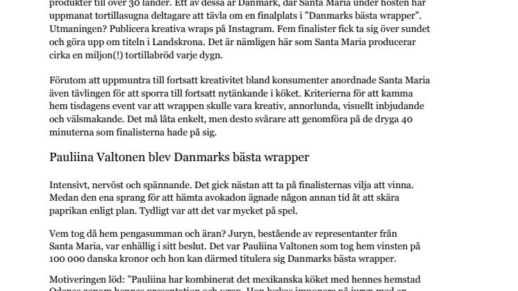 Danmarks ”bästa wrapper” utsågs hos Santa Maria i Landskrona