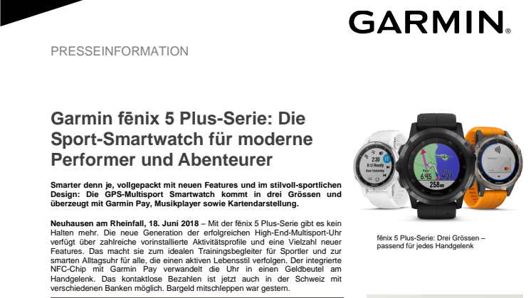 Garmin fēnix 5 Plus-Serie: Die Sport-Smartwatch für moderne Performer und Abenteurer 
