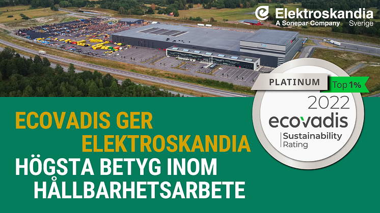 Ecovadis ger Elektroskandia högsta betyg inom hållbarhetsarbete