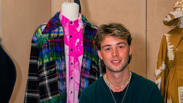 Fashion graduate Will Howard-Jones with one of his looks