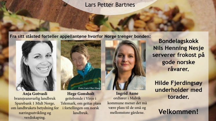 Invitasjon til Bondefrokost foran Stortinget