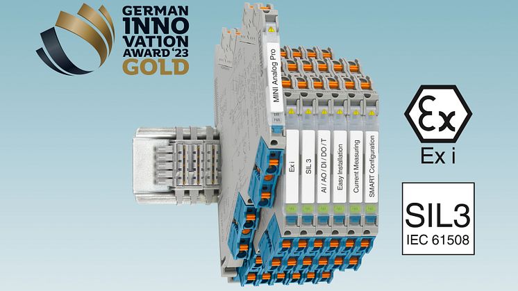 Highly compact Mini Analog Pro Ex i signal conditioners with SIL 3 win the Gold German Innovation Award 2023