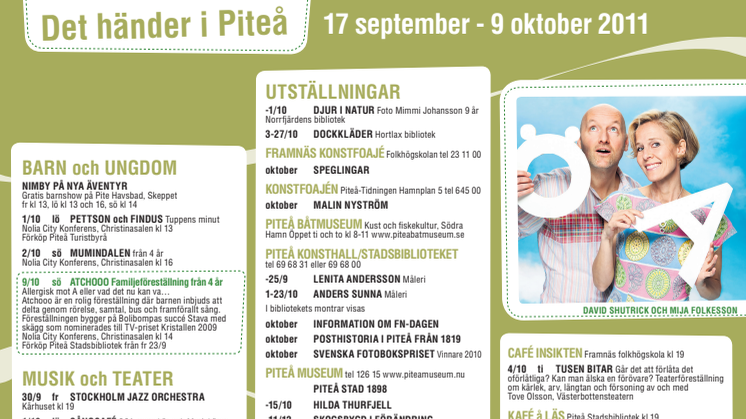 Det händer i Piteå 17 september - 9 oktober