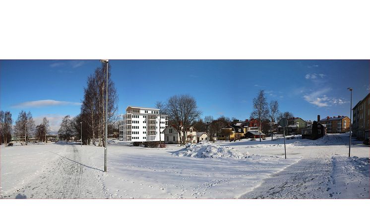 Ett fotomontage på HSB:s tilltänkta hus vid Södra Sundet.