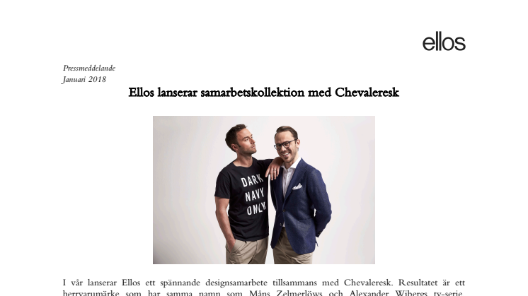 Ellos lanserar samarbetskollektion med Chevaleresk