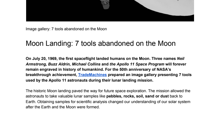 Moon Landing: 7 tools abandoned on the Moon