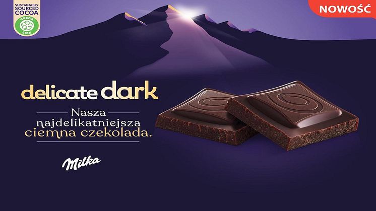 Jeszcze bogatsze doświadczenia smakowe z naszą nową najdelikatniejszą czekoladą Milka Delicate Dark